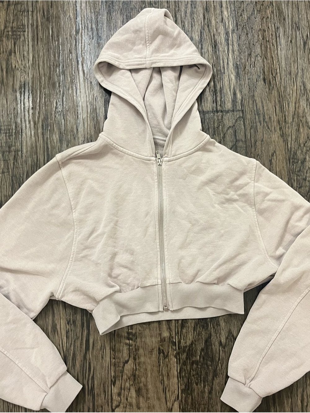 ALO Yoga Cropped Zip Hoodie Jacket - Light Beige